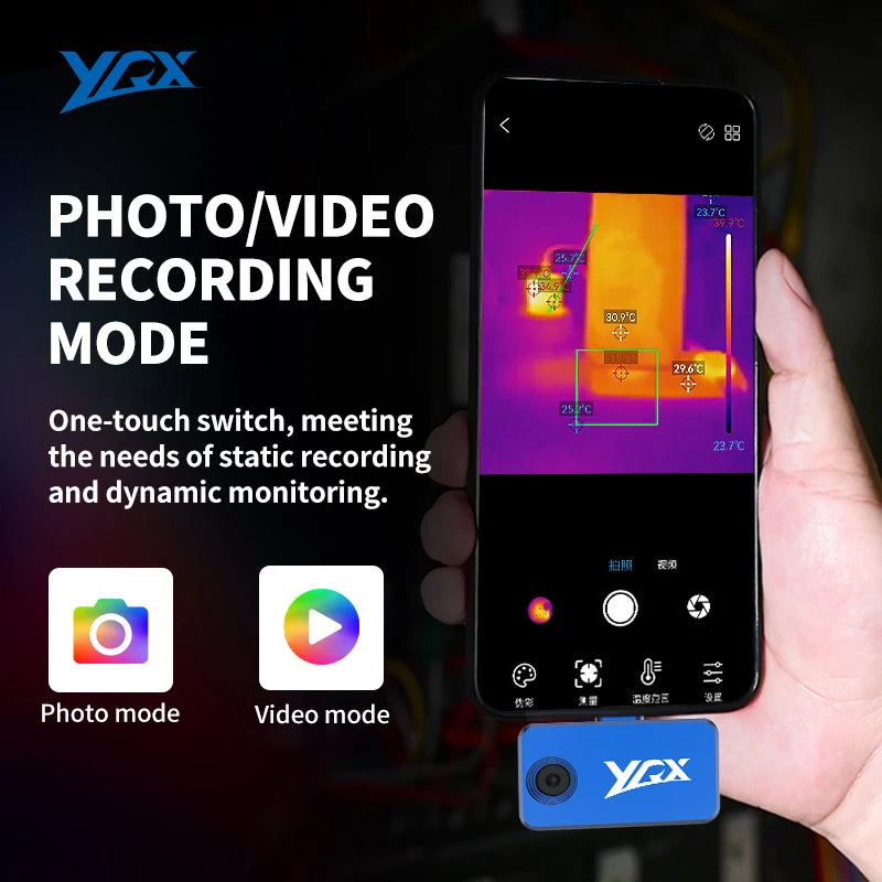 YXP96 Plug-In Thermal Imaging Camera - 96×96 Super Resolution 240×240 Infrared Imager for Android Phones with Type-C Connector