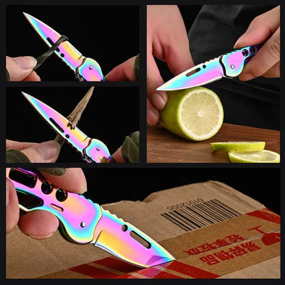Folding Fruit Knife - Stainless Steel Outdoor Knife with Non-Slip Handle, Ideal for Kitchen and Pocket Use