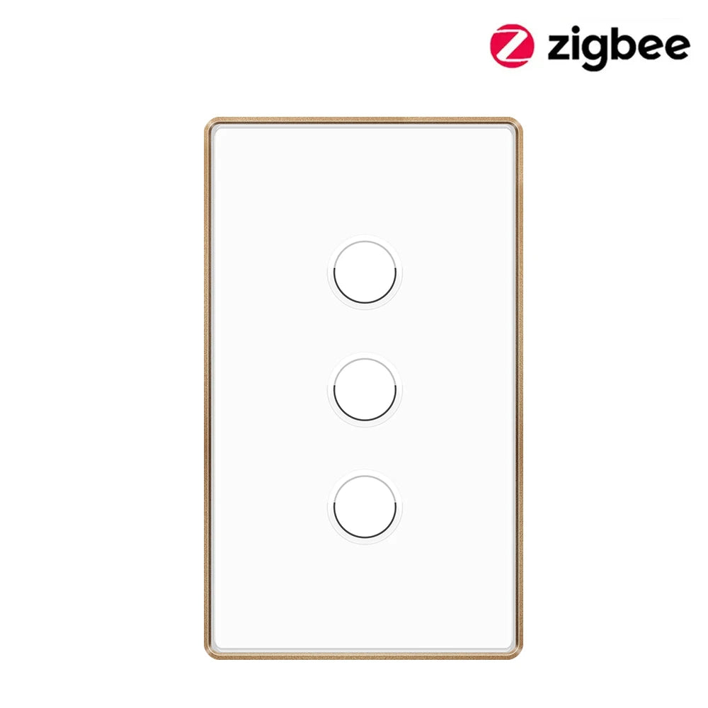 Tuya ZigBee Smart Touch Light Switch (1/2/3/4 Gang) – Aluminum Alloy Wall Switch with Neutral Wire, Smart Life App, Alexa & Google Home Control