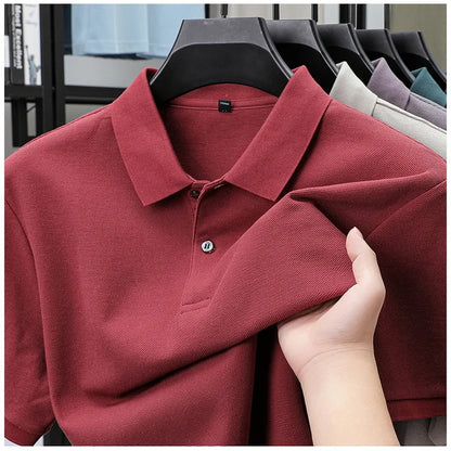 Men's 100% Cotton Polo Shirt - Breathable Summer Golf & Business Casual Tee with Silk-Like Finish
