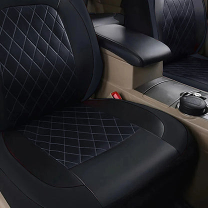 Universal 4PCS Faux Leather Car Seat Covers - All-Season Quilted Interior Seat Protector Set