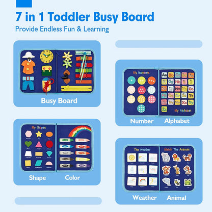 Montessori Busy Book – Portable Educational Toy for Toddlers, Travel Activity Board, Fine Motor Skills & Early Learning