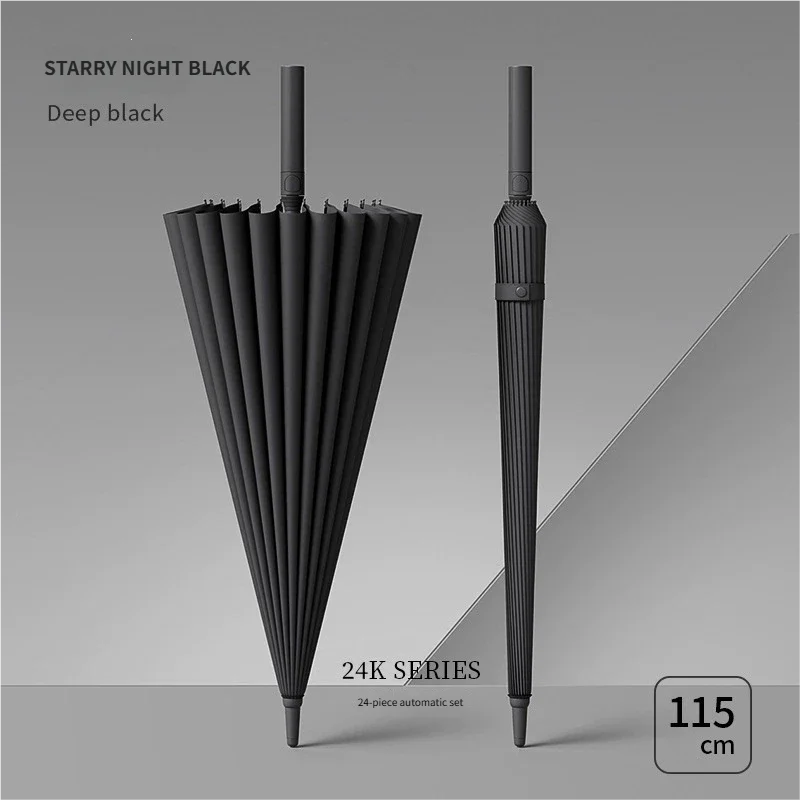 Extra Large 24-Rib Automatic Umbrella - Double-Layer Windproof Stormproof Family Rain Umbrella