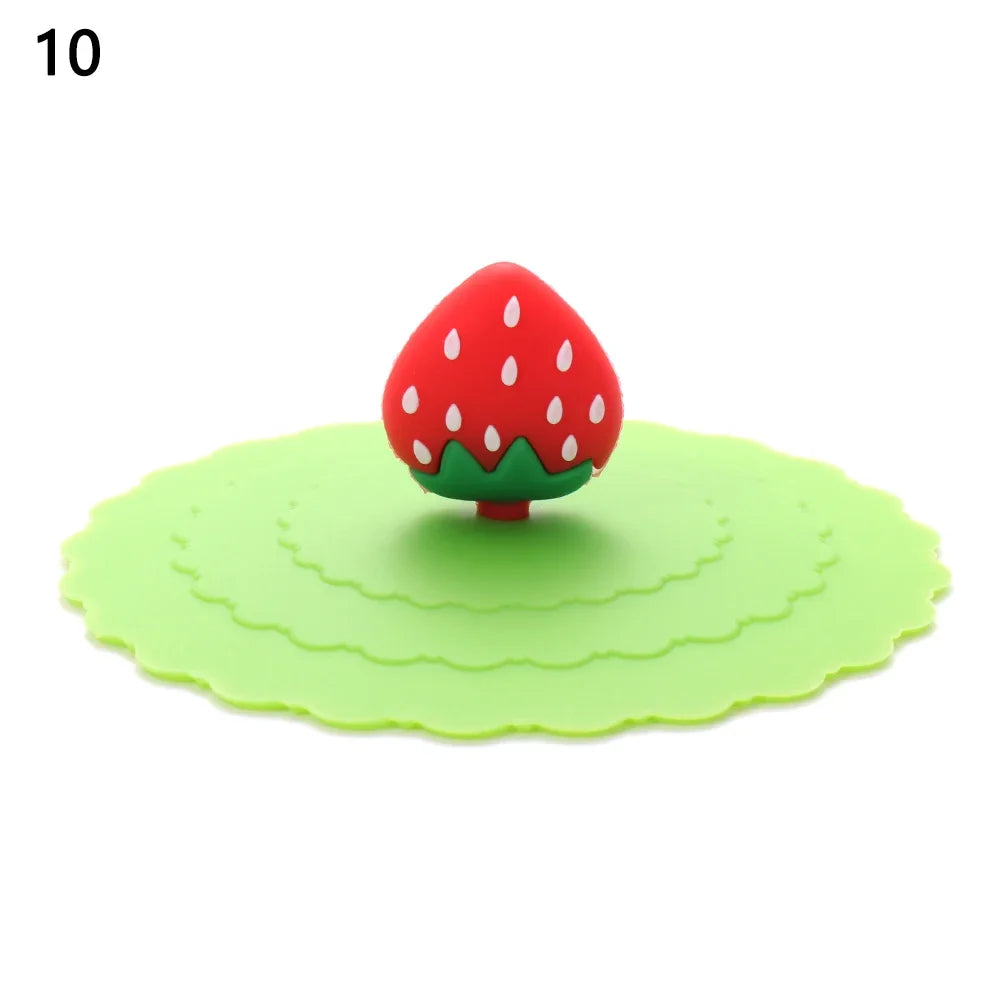 Cartoon 10cm Cute Silicone Cup Cover - Heat-Resistant, Leak-Proof, Dustproof Sealed Lid for Tea Cups