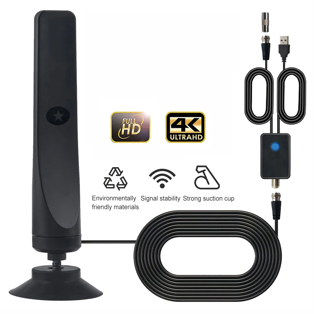 HD Digital TV Antenna - 50 Miles Amplified Signal Booster VHF/UHF Antenna for 4K & 1080P TVs