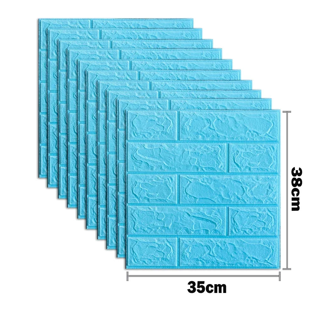 10pcs 3D Foam Wall Stickers – Self-Adhesive Waterproof Peel-and-Stick Brick Wallpaper for Interior Decoration