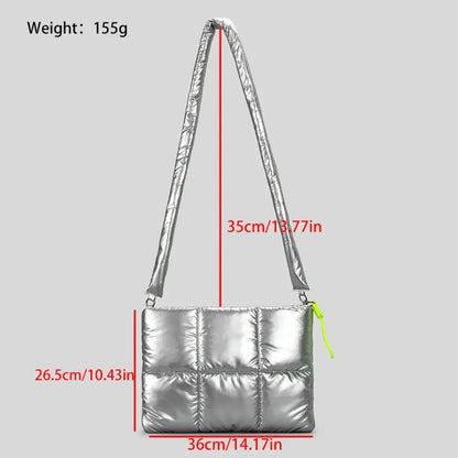 Trendy Puffy Cotton Laptop Bag 14 Inch — Waterproof, Shockproof Sleeve with Shoulder Strap for MacBook, Lenovo, Huawei