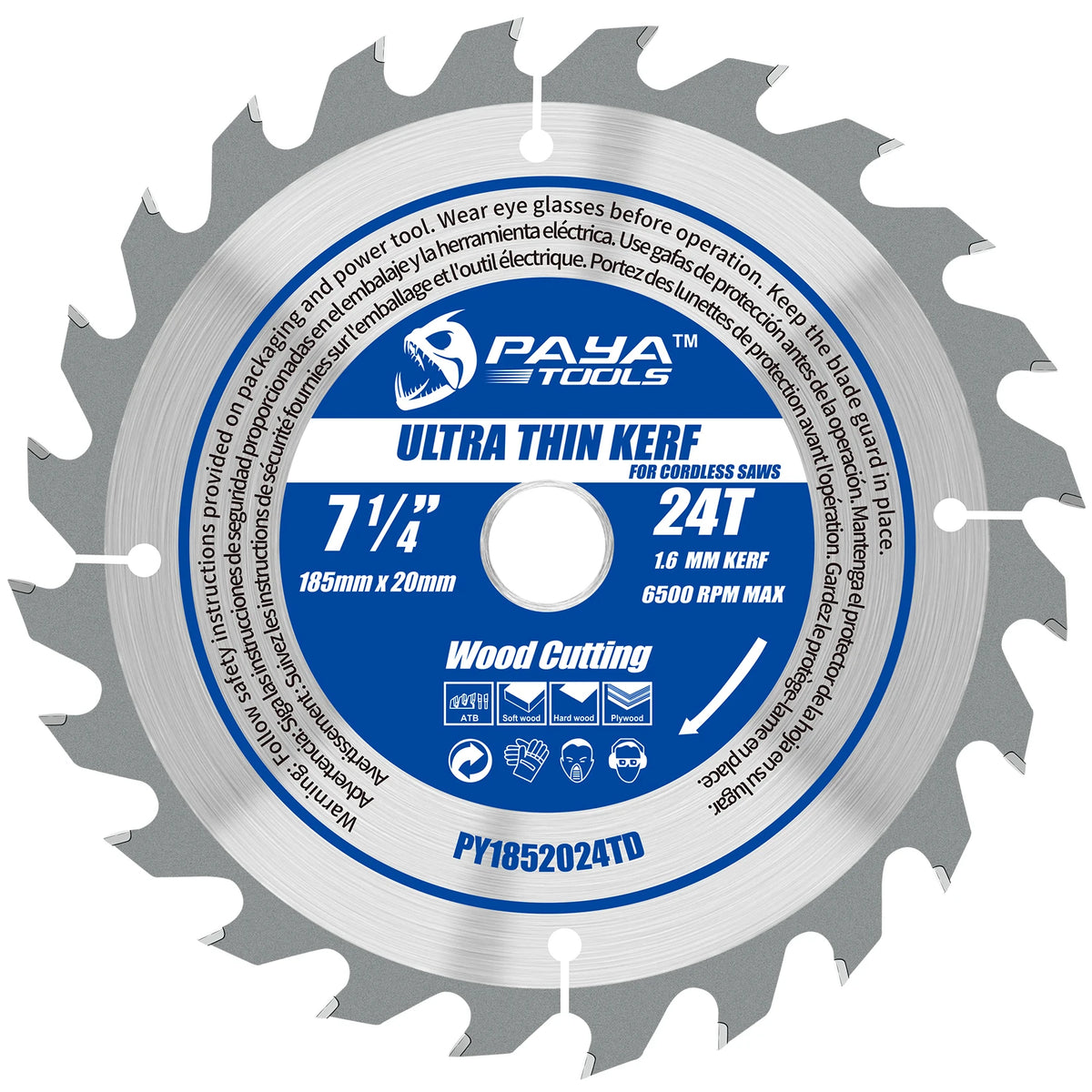 PAYA TCT Circular Saw Blade - ATB Framing Blade for Wood Cutting, TÜV Rheinland Tested & Certified