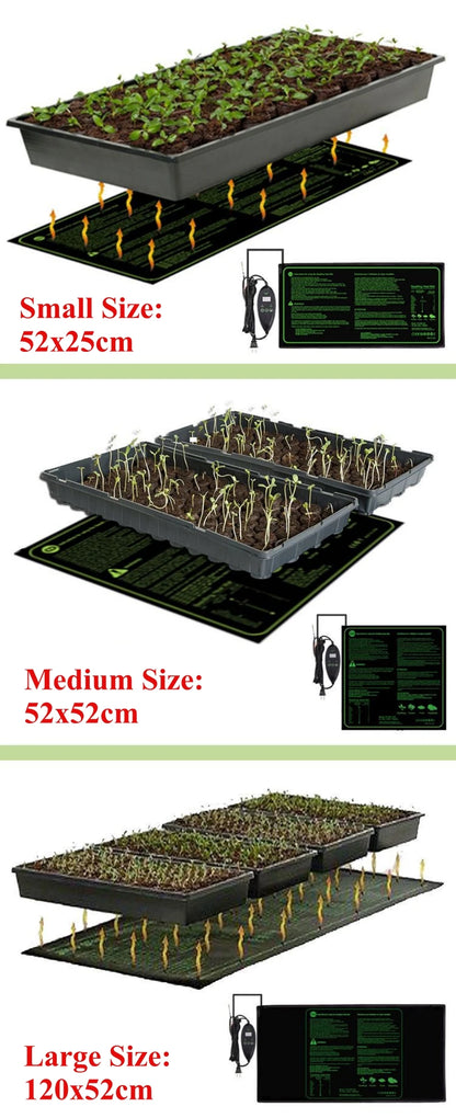 Upgraded Waterproof Seedling Heat Mat – 3 Sizes Heat Pad with 20℃-45℃ Digital Thermostat for Hydroponic Germination