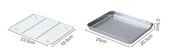 430 Stainless Steel BBQ Grill Pan - Oven Safe Square Roasting & Drip Tray