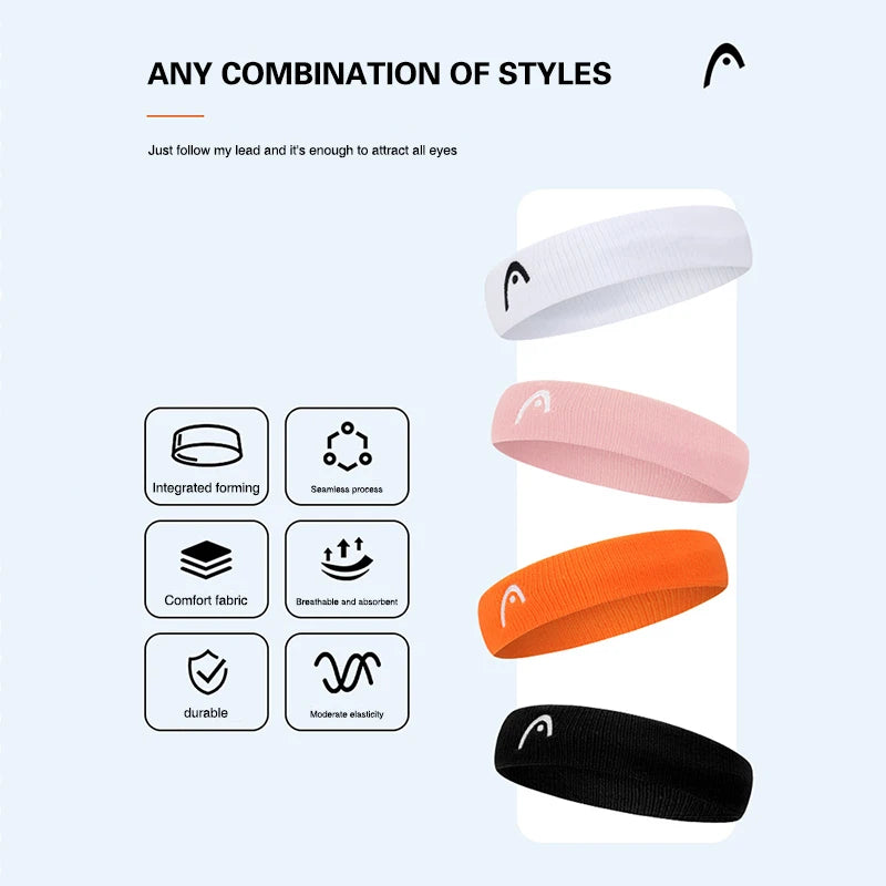 HEAD Sports Hairbands — Men & Women Fitness Sweatbands for Tennis, Yoga, Basketball, Running