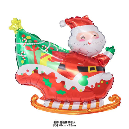 Merry Christmas Foil Balloon Set – Santa Snowman Christmas Tree Elk Cartoon Party Decorations Supplies