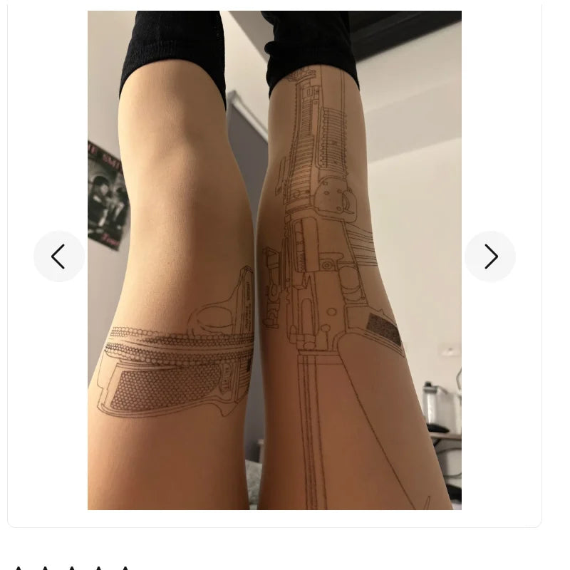 Machine Gun Tattoo Transparent Tights – Women’s Fashion Stockings Pantyhose with Free Shipping