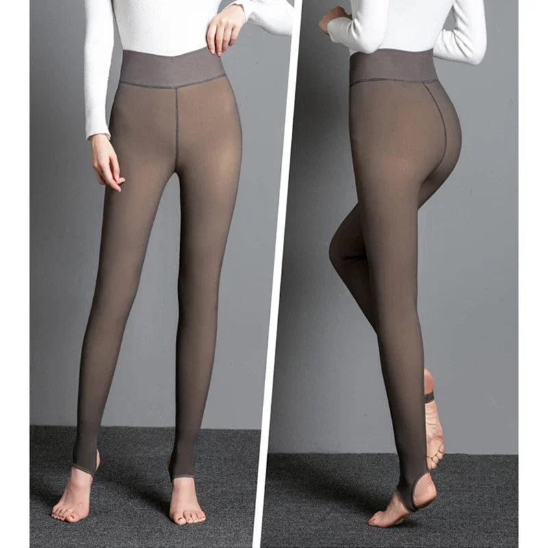 Thick Fleece-Lined Winter Leggings – Women’s Warm Polar Tights, Skin-Effect Pantyhose & Fake Translucent Wool Pants