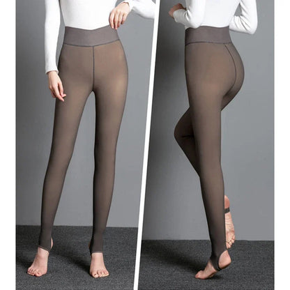 Thick Fleece-Lined Winter Leggings – Women’s Warm Polar Tights, Skin-Effect Pantyhose & Fake Translucent Wool Pants