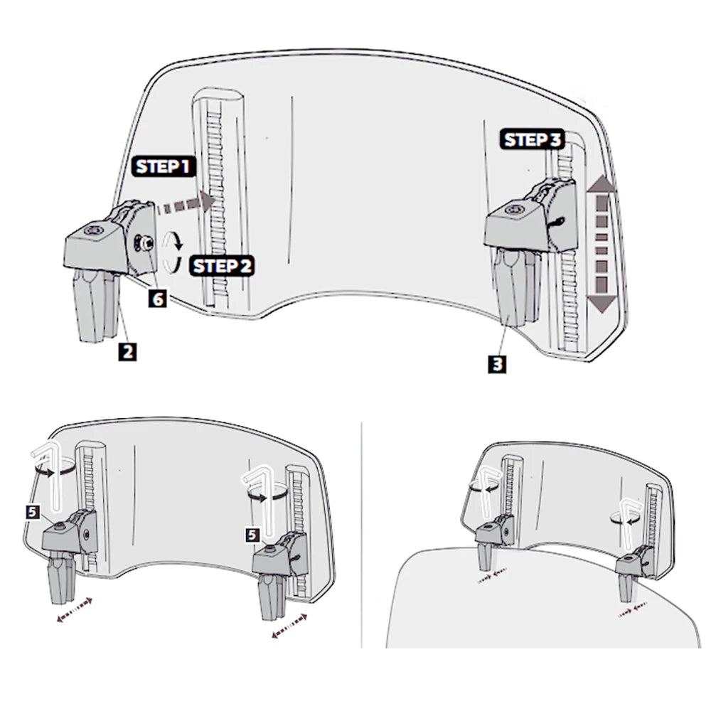 Universal Motorcycle Windshield Extension - Adjustable Clamp-On Windscreen Spoiler Deflector for All Bikes