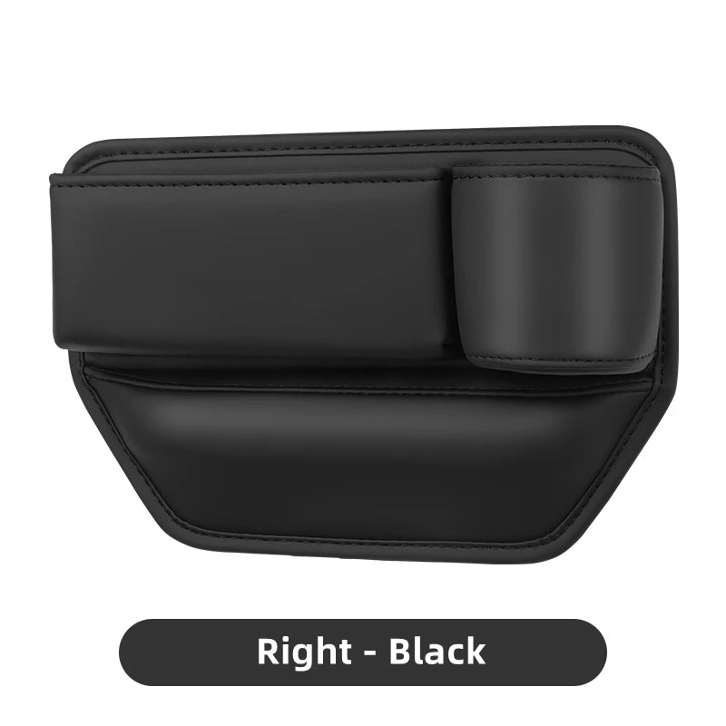 Leather Car Seat Gap Organizer – Multifunction Console Crevice Filler, Side Storage Box with Cup Holder, Car Interior Storage Pocket