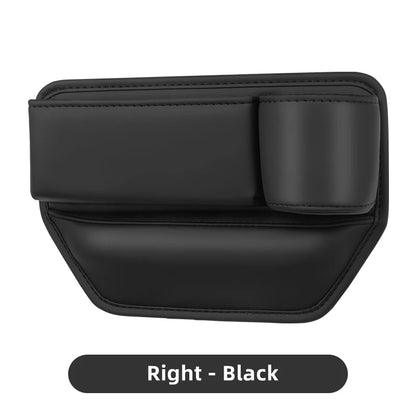 Leather Car Seat Gap Organizer – Multifunction Console Crevice Filler, Side Storage Box with Cup Holder, Car Interior Storage Pocket