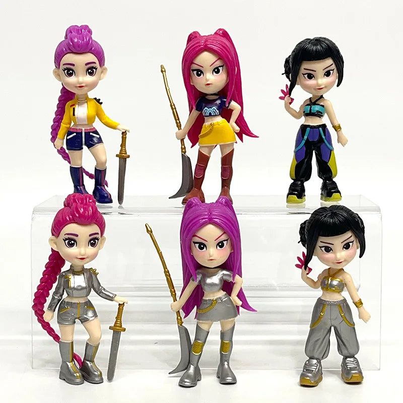 6PCS K-Pop Demon Hunters Figure Set – PVC Cartoon Gaming Desk Decoration, Collectible Model Toys for Kids