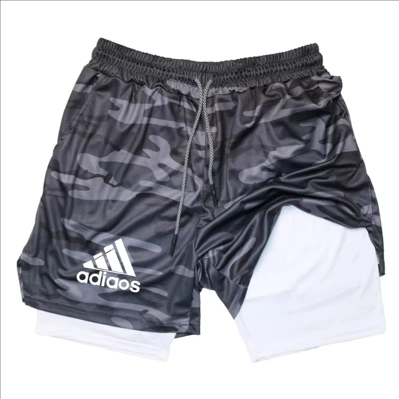 Men’s 2-in-1 Compression Running Shorts – Breathable Mesh Quick-Dry Gym Fitness Training Sports Shorts for Summer Workout