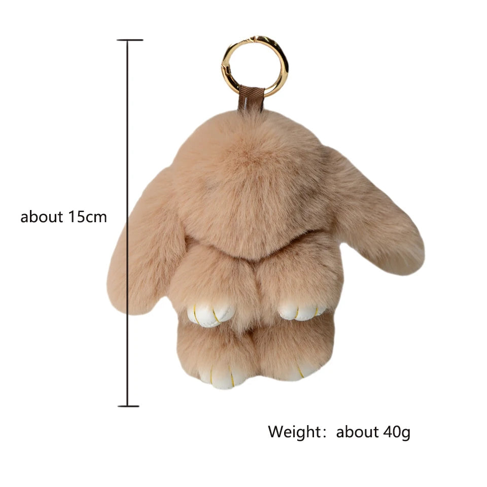 ZAKOL 15cm Fluffy Bunny Pom Pom Keychain - Soft Rabbit Bag Charm & Cute Accessory Gift