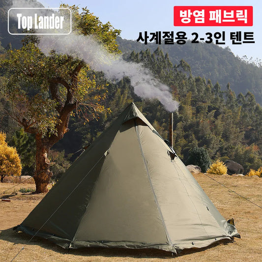 4-Season Hot Tent with Stove Jack - Waterproof Teepee Camping Tent for 2–4 People, Winter Bushcraft & Hiking