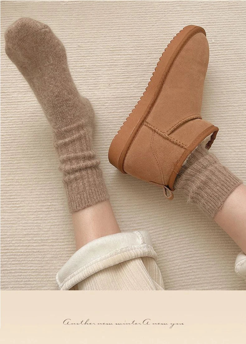 Winter Cashmere Wool Socks for Women – Warm Thicken Thermal Long Socks, Japanese Harajuku Style