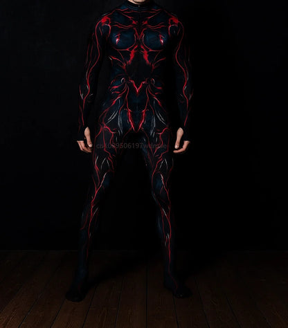 Men's Cyberpunk Muscle Bodysuit - Sci-Fi Printed Cosplay Zentai Costume for Carnival, Stage & Performance Events
