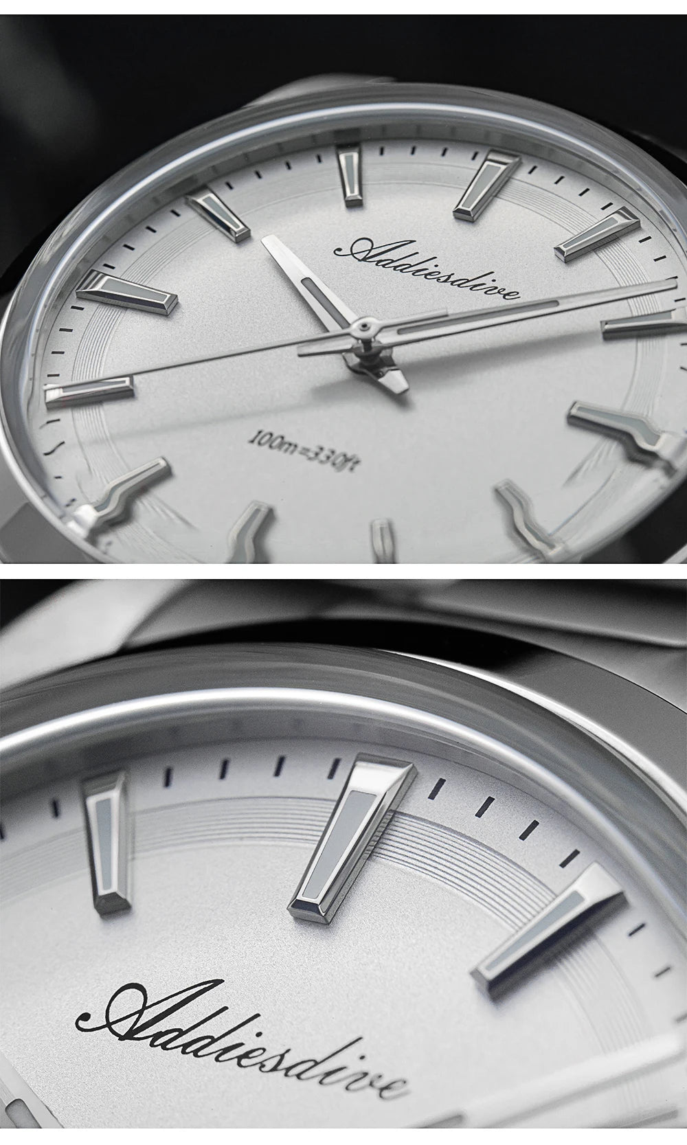 ADDIESDIVE 36MM Men's Stainless Steel Quartz Watch — Luxury Bubble Mirror Glass, 100M Waterproof Timepiece AD2066