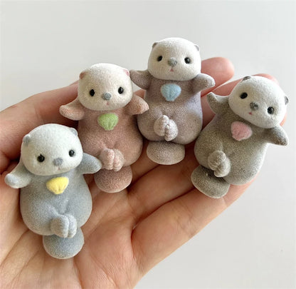 Genuine YELL Gashapon Capsule Toy – Kawaii Flocking Otter Figures for Kids, Desk & Collectible Decor