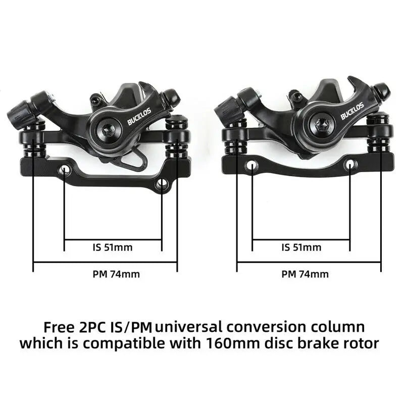 BUCKLOS 160mm Bicycle Disc Brake Caliper – Front/Rear Line Pulling, Aluminum Alloy Mechanical Brakes for MTB