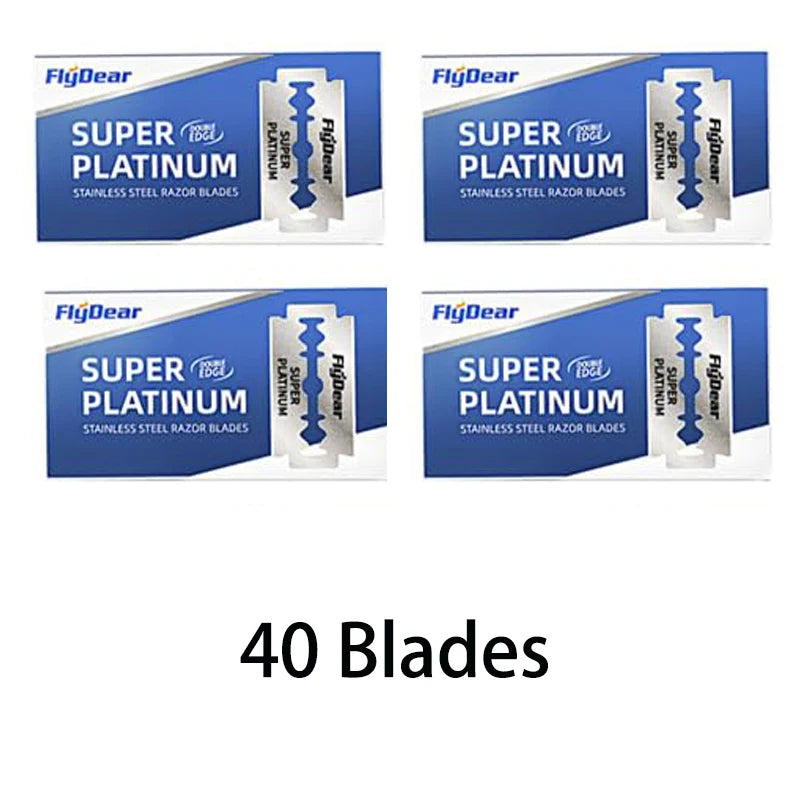 Double Edge Beard Shaver Set – Men's Classic Stainless Steel Razor with Trimmer Blades and Storage Box