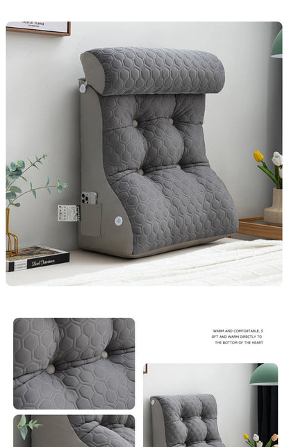 Soft Lumbar Bedside Cushion – Wedge Pillow for Back Support, TV Lounger & Reading, Decorative Bed Pillow