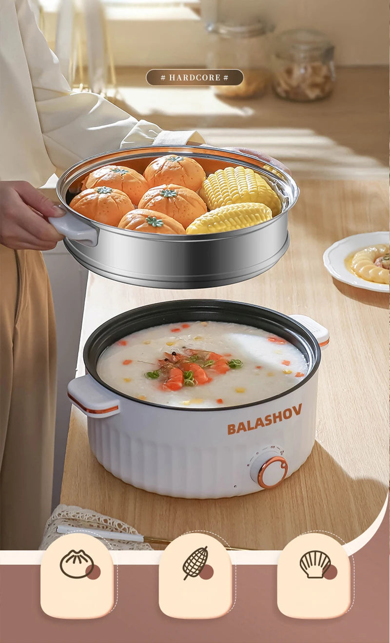 Electric Multi-Cooker Hot Pot – Double Layer Soup & Frying Cooker for Dormitory/Home with EU/US Plug