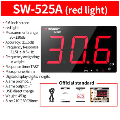 SNDWAY SW-525 Sound Level Meter — Wall-Mounted Digital Noise & Decibel Detector 30-130dB Professional dB Meter