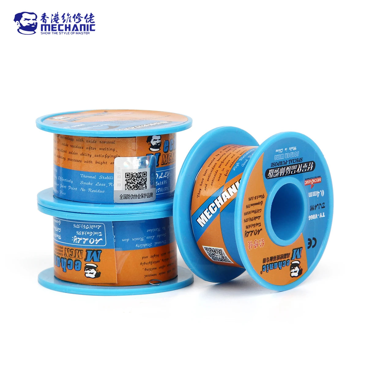 MECHANIC TY-V866 Solder Wire – 40g Mild Rosin Core, 183℃ Melting Point, 0.2–0.8mm High Purity Environmental Welding Flux for Iron & Cable