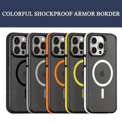 Bicolor Matte Magnetic iPhone Case - Translucent MagSafe Hard Cover with Wireless Charging Support