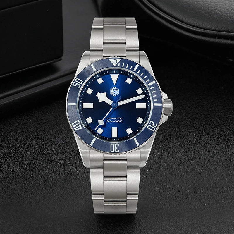 San Martin SN0121T Titanium Diving Watch – NH35 Automatic Movement, Grade 2 Titanium, 120-Click Bezel, 300M Waterproof Wristwatch