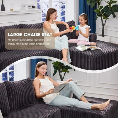 Modular L-Shaped 3-Seat Sectional Sofa — Memory Foam, Deep Seating & Storage