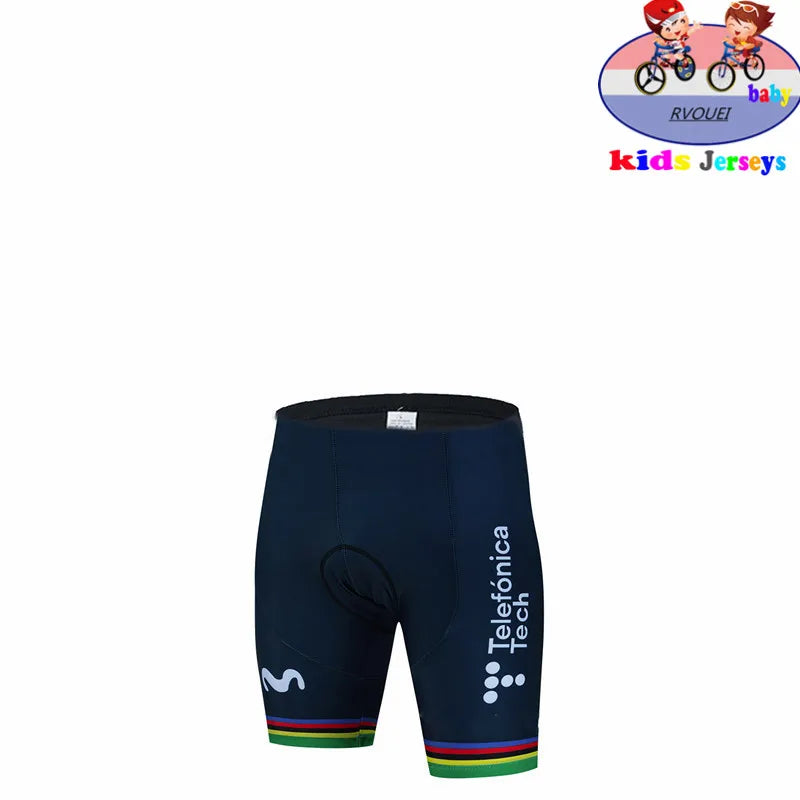 Kids Cycling Jersey Set - Baby Movistar Team Style Road Bike Shirt and Pants Suit for Boys and Girls MTB Riding