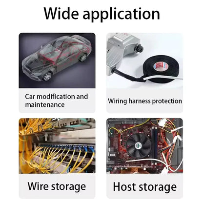 15M Heat-Resistant Flame-Retardant Cloth Tape - Coroplast Adhesive Tape for Car Cable Harness & Wiring Loom Protection