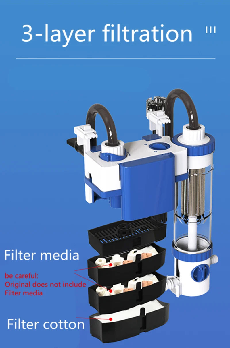 220V Silent Aquarium Filtration System – Wall-Mounted Integrated Filter & Oxygenation Machine for Fish Tanks