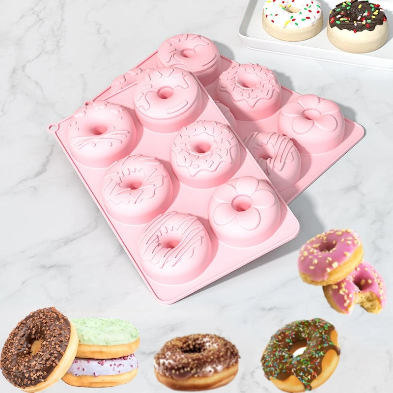 Silicone Donut Cake Pan - 6-Cavity Non-Stick Fluted Baking Mold for Donuts, Cupcakes, Jelly & Bread