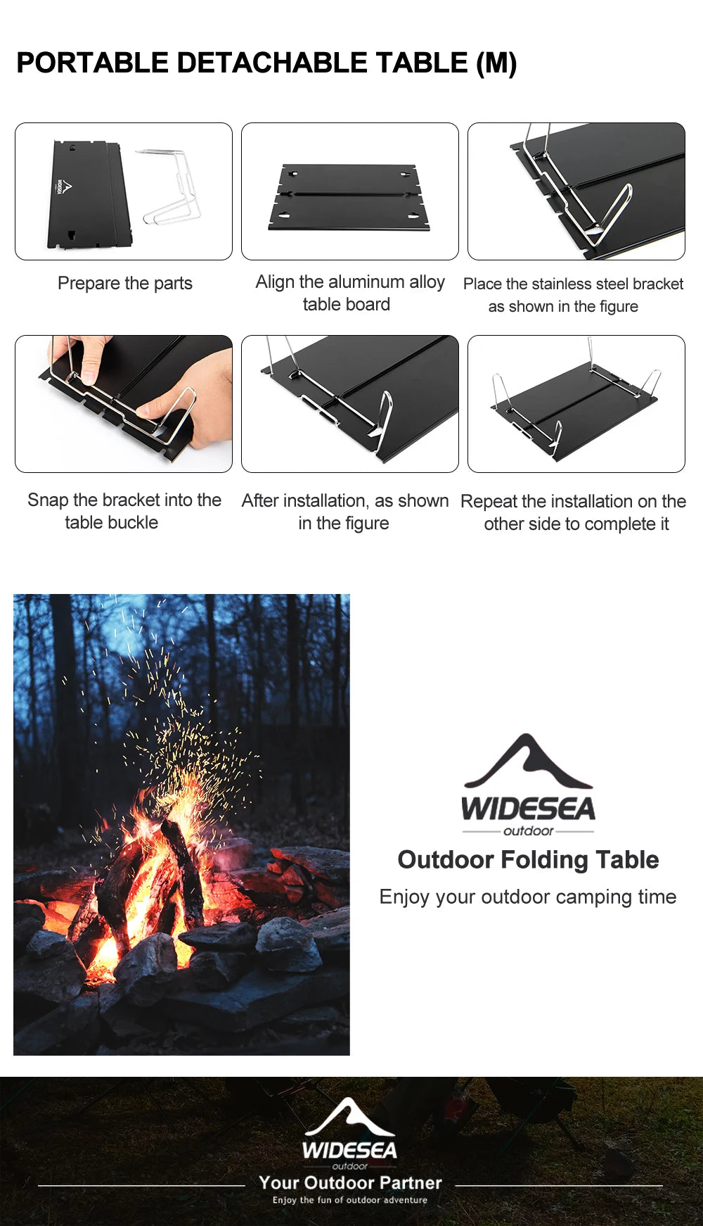 Widesea Camping Foldable Table – Ultra-Light Portable Outdoor Desk for Climbing, Fishing, Picnic & Tourism Supplies