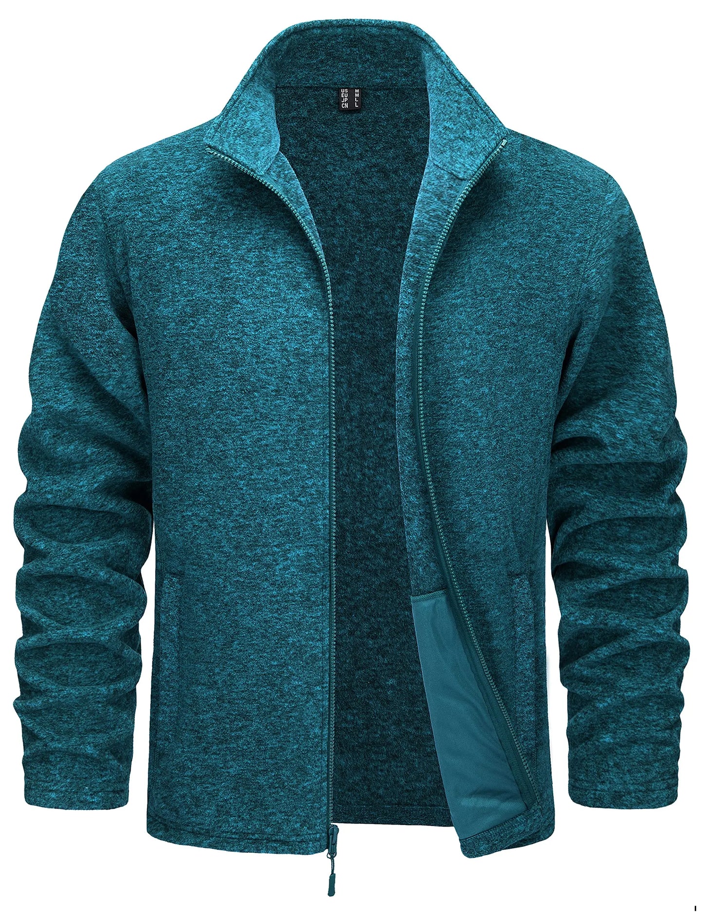 TACVASEN Men’s Lightweight Fleece Jacket - Full Zip Spring Casual Outdoor Sportswear with Pockets & Stand Collar