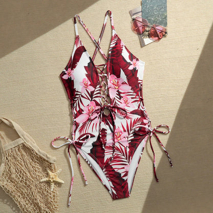 Women’s Floral Tankini Swim Set - Adjustable Strap Vest Top & Drawstring Shorts Bikini Beachwear for Summer