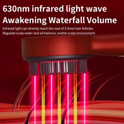 Electric Vibration Scalp Massage Comb with Red Light Therapy for Hair Growth & Anti-Hair Loss, Liquid Oil Applicator for Hair Care