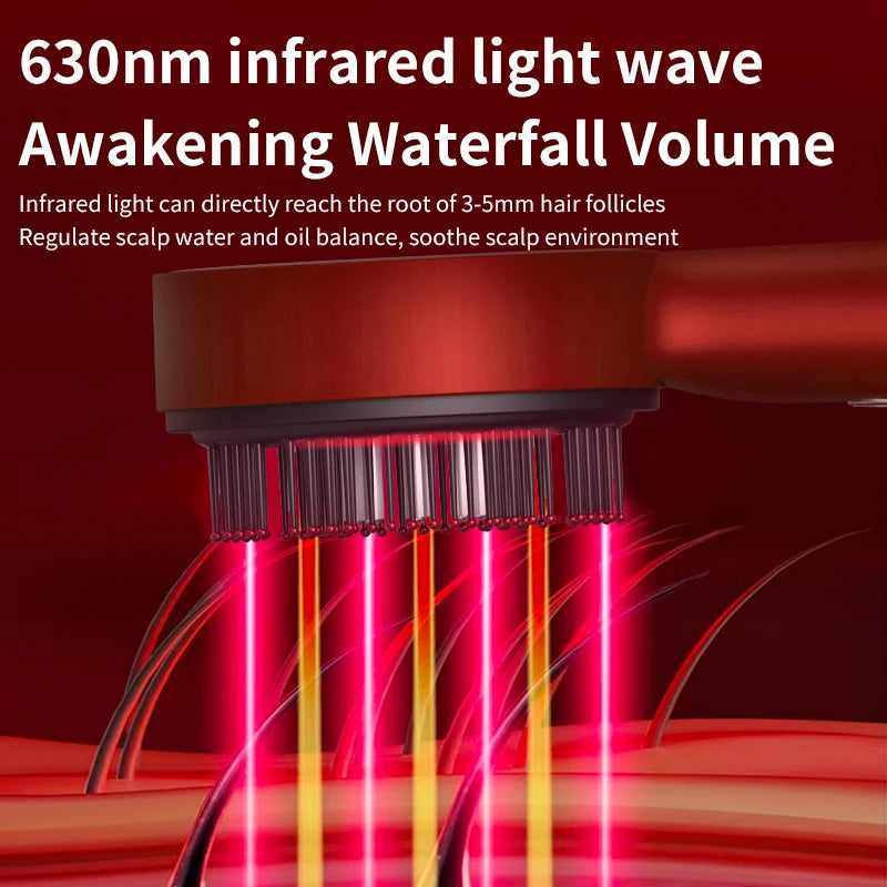 Electric Vibration Massage Comb – Red Light Therapy Scalp Brush with Hair Growth Massage & Anti Hair Loss Oil Applicator