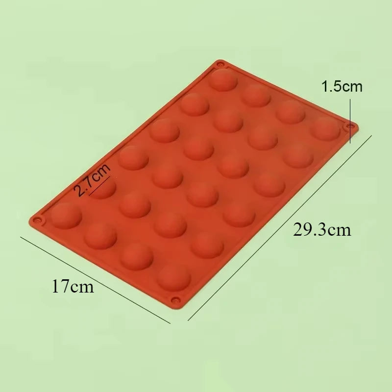 6/8/15/24-Hole Half Sphere Silicone Mold — 3D Brownie, Pudding, Mousse & Chocolate Dessert Baking Tool