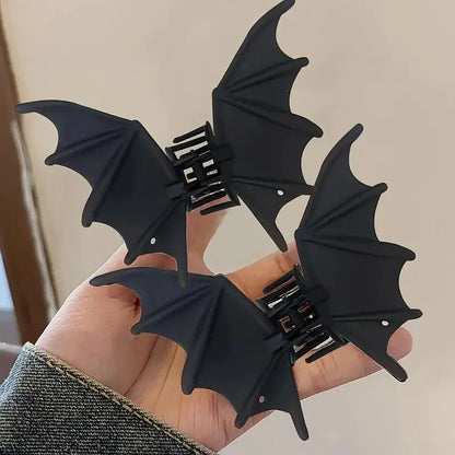 Gothic Bat Hair Clip - Matte Black Punk Halloween Hairpin for Women
